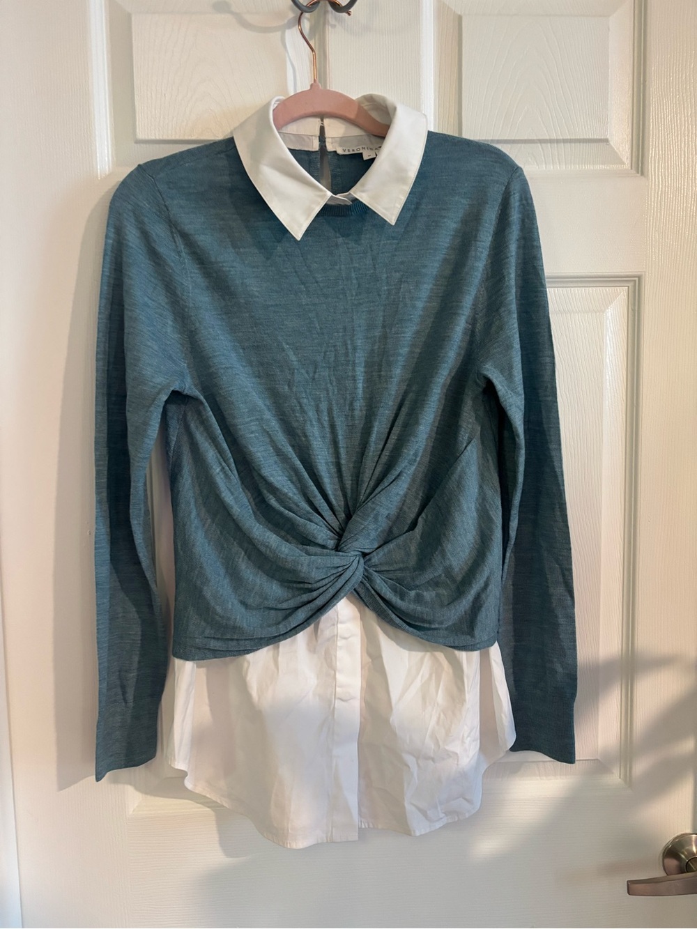 Veronica Beard Phoebe Mixed Media Top in green Size Medium